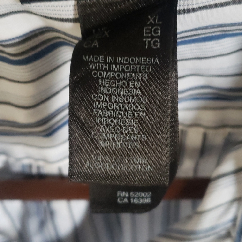 Men's XL Blue and White striped Collared Shirt - Picture 3 of 3